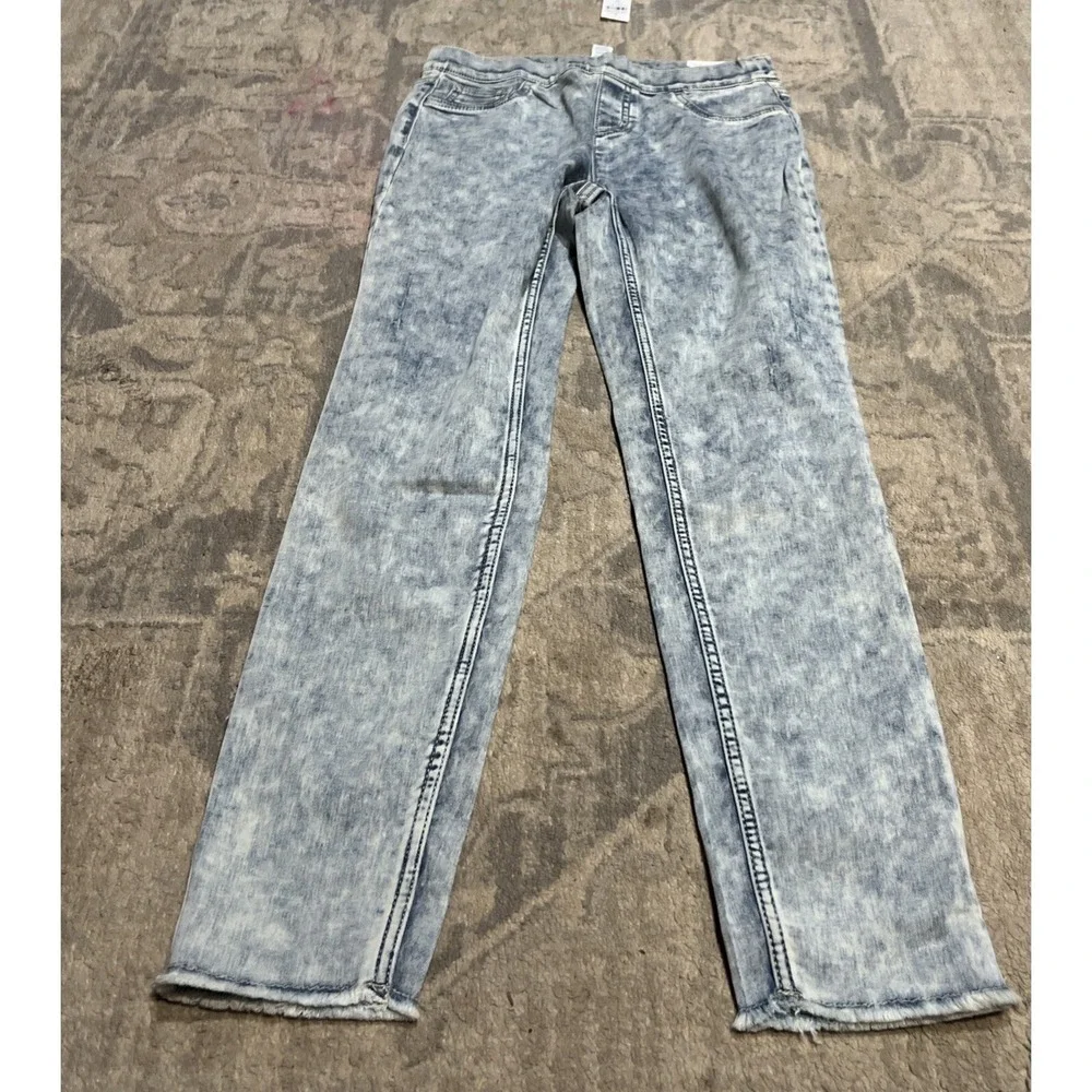 New JUSTICE YOUTH GIRLS LEGGINGS Sz 16 MID RISE DENIM RINSE STRETCH